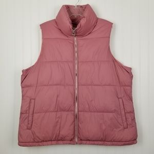 Old Navy XXL Puffy Vest Full Zip Pink Fleece Lined